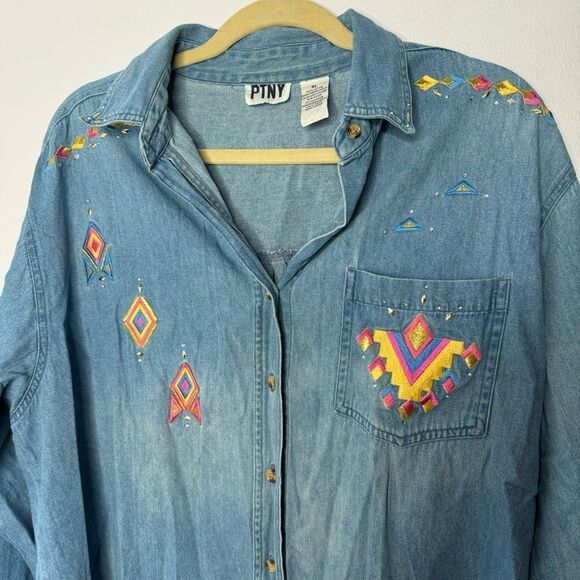 Vintage PTNY denim button down shirt size XL - Picture 3 of 6